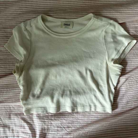 Elwood White Cropped Tee Shirt - Picture 1 of 3